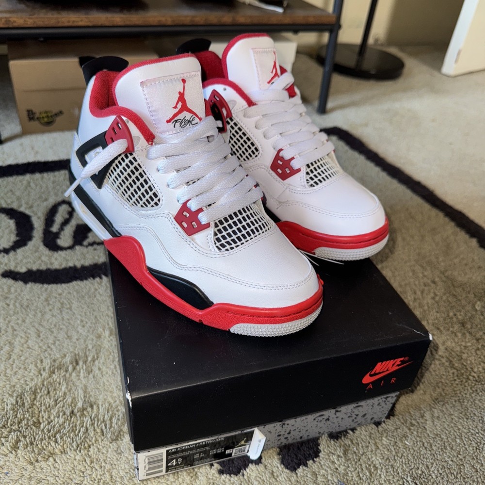 Size 4.5 - Nike Air Jordan 4 Retro OG GS Fire Red 2020 Men's Shoes - Ships Now