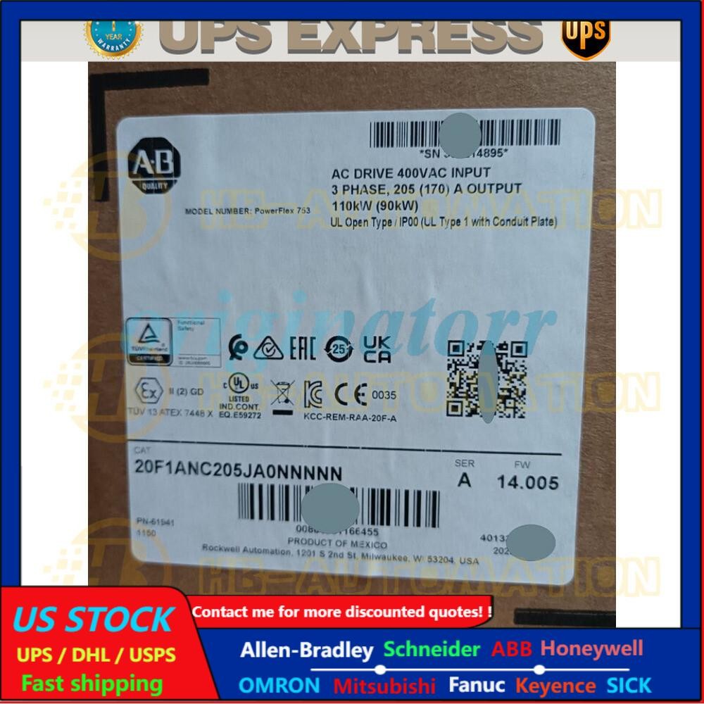 20F1ANC205JA0NNNNN Allen Bradley PowerFlex Air Cooled 753 AC Drive Spot Goods#CG