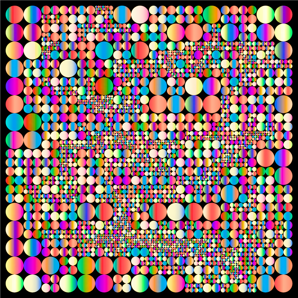 Abstract Colorful Circle Gradient Algorithmic Glass Art Print 12x12