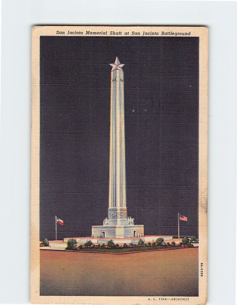 Postcard San Jacinto Memorial Shaft at San Jacinto Battleground Texas USA