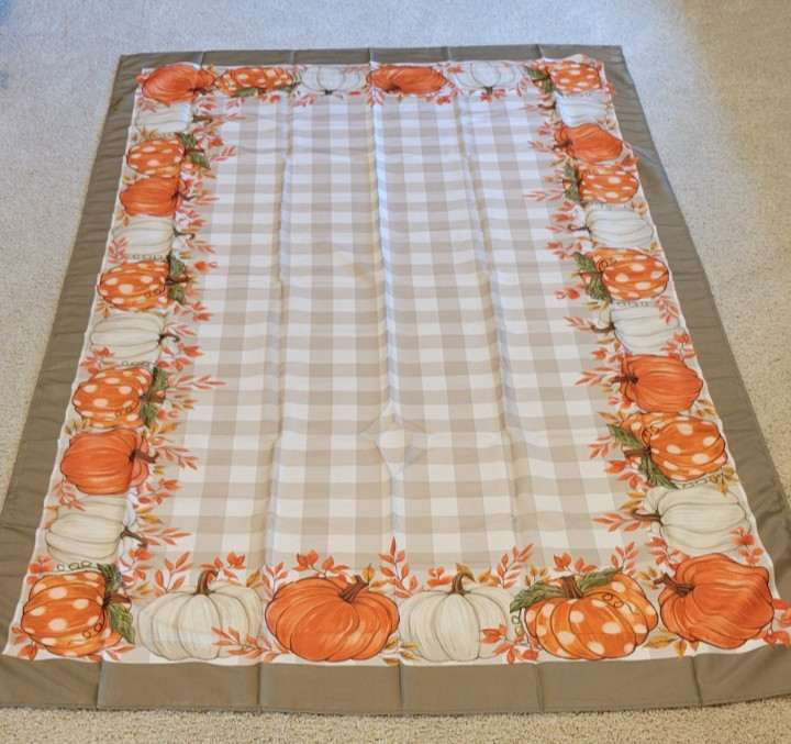New Romanstile Autumn Fall Tablecloth Thanksgiving Pumpkin  60” x 102” Polyester
