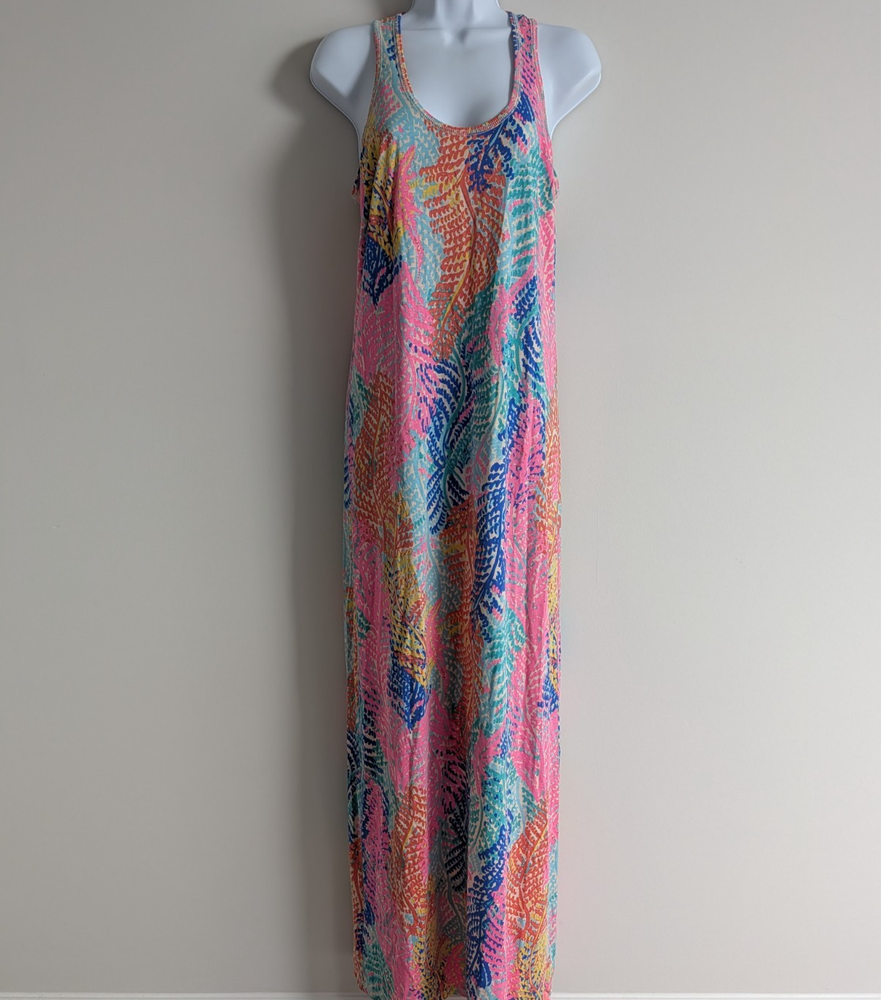 Lilly Pulitzer Maxi Dress Womens Small Electric Feels Resort Pima Cotton Coastal