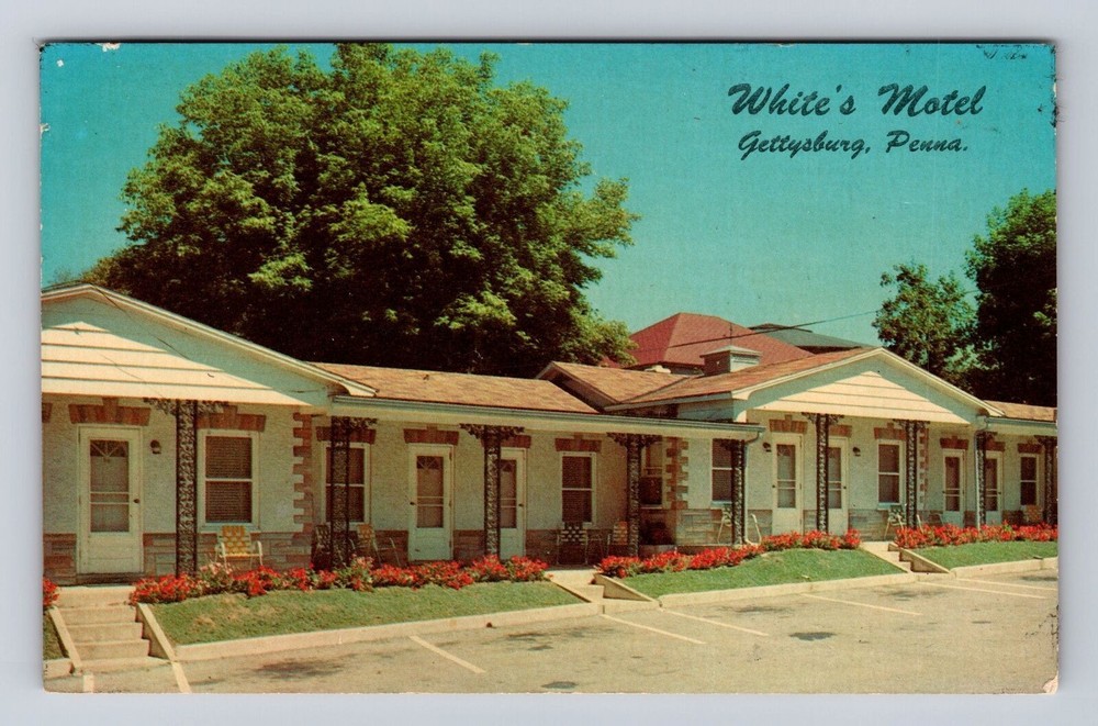 Gettysburg PA-Pennsylvania, White's Motel, Advertisement Vintage c1964 Postcard