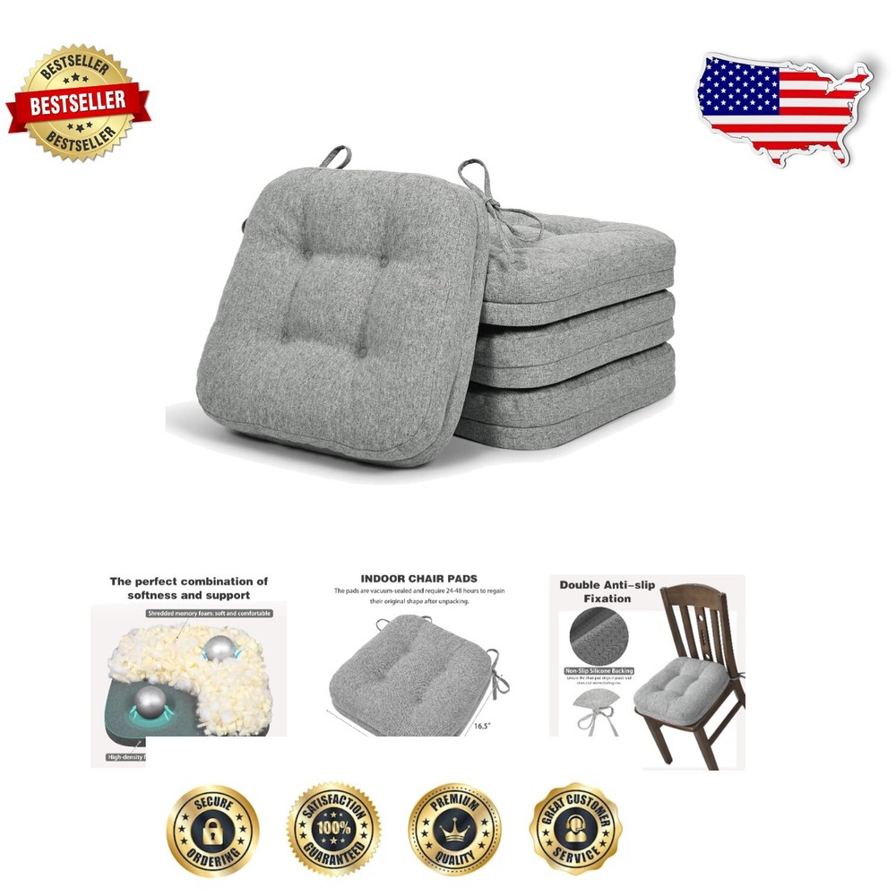 Elegant Light Grey Dining Chair Cushions - Machine Washable & Stylish Design