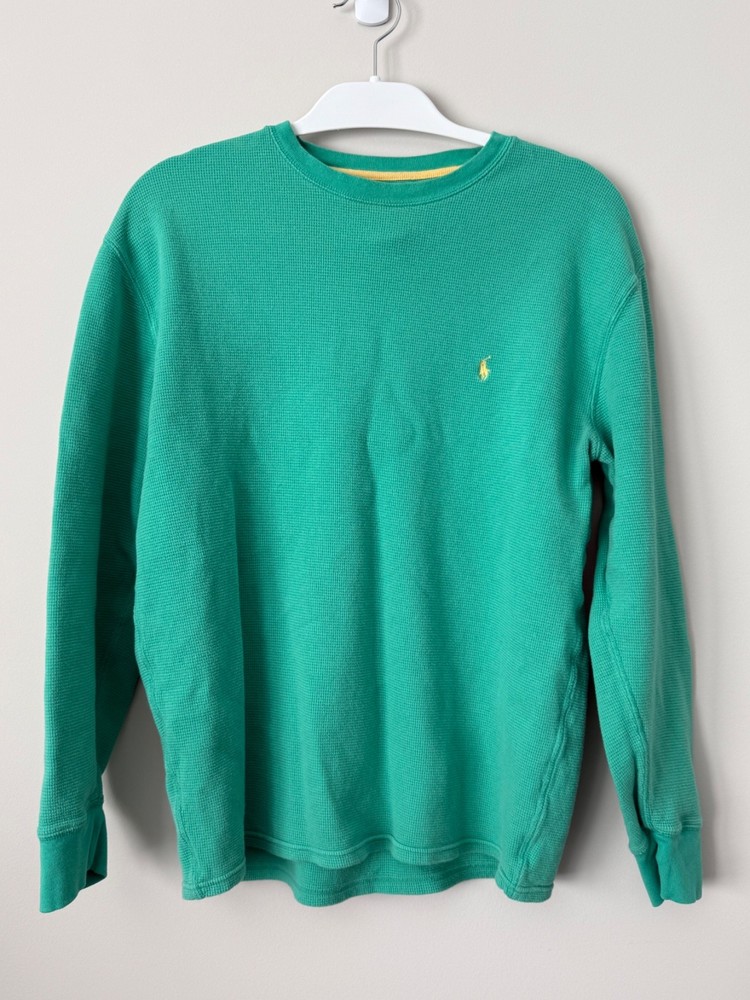 Polo Ralph Lauren Shirt Mens XL Green Waffle Knit Thermal Long Sleeve Pony