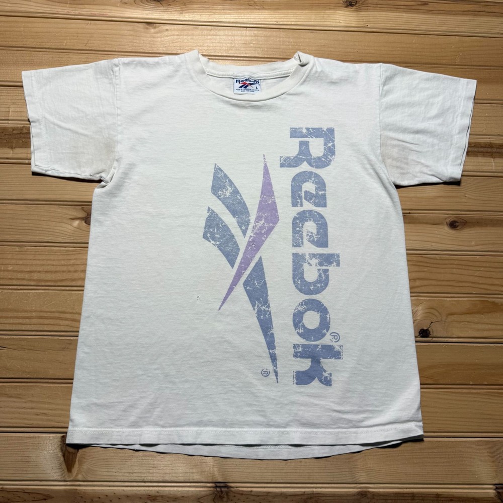 Vintage 90s Reebok Vector Logo Single Stitch Graphic T-Shirt USA Youth Large
