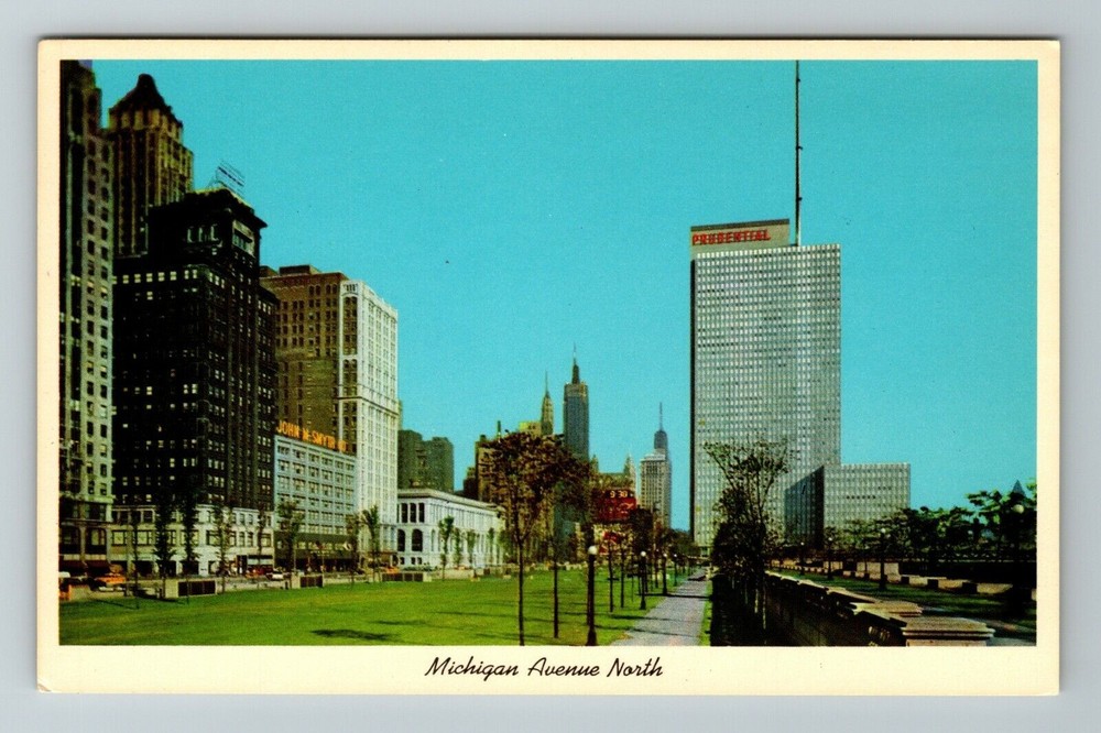 Chicago IL-Illinois, Prudential Building, Avenue North, Vintage Postcard