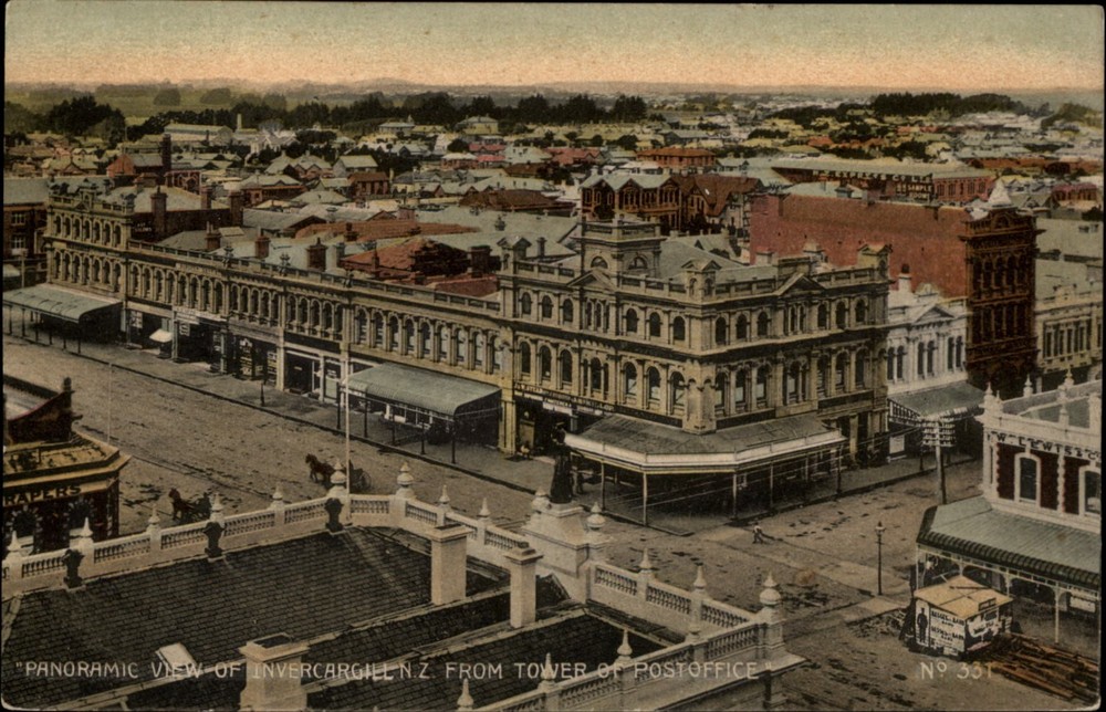 Invercargill New Zealand Aerial view vintage postcard a498