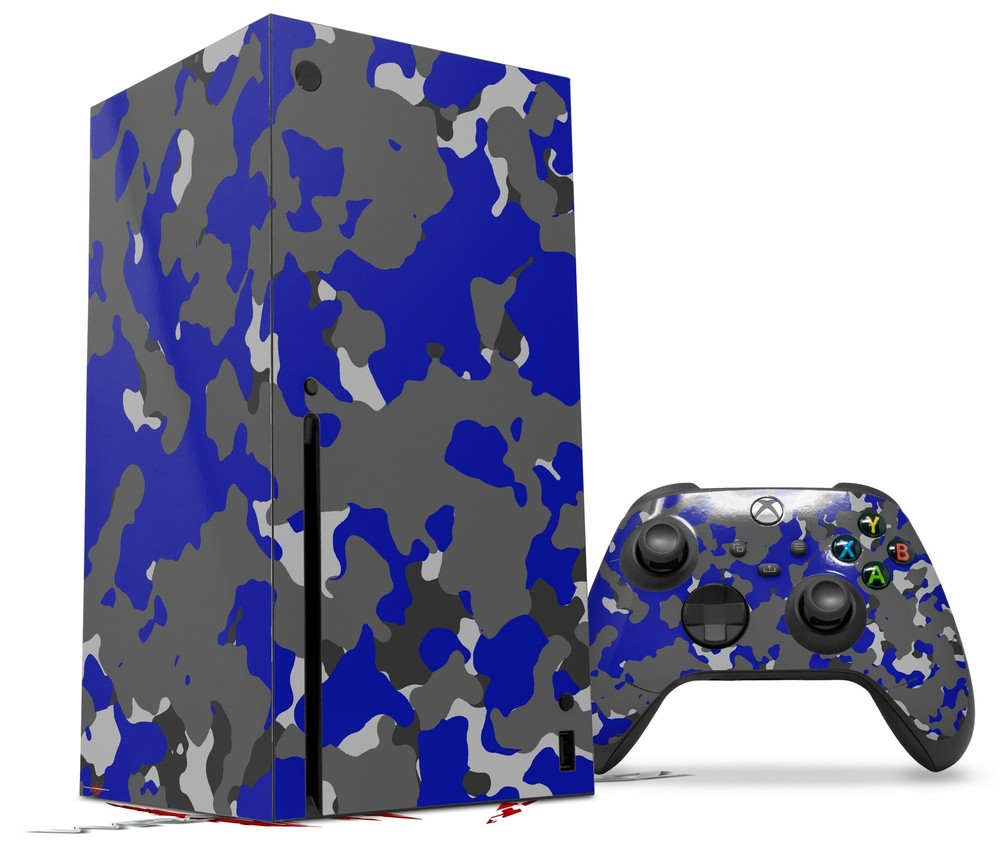 Skin Set for XBOX Series X WraptorCamo Old School Camouflage Camo Blue Royal