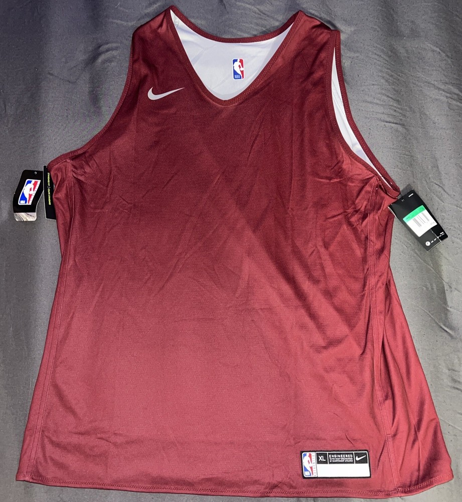 Nike DRI FIT NBA Basketball Team Issued Reversible Practice Jersey Maroon XL