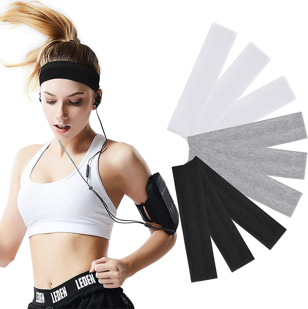 Soft Stretch Cotton-Like Headbands for Women & Men - 9Pcs 2.5 Inch Wide