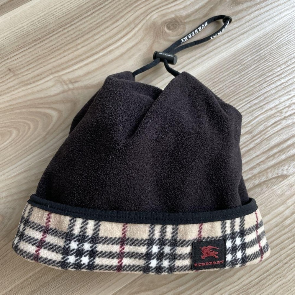 Burberry London Nova Check Beanie Fleece Knit Cap Logo Kids Accessory Used