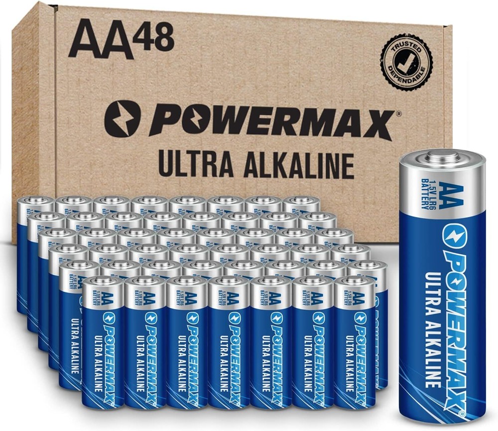 Powermax 48-Count AA Batteries, Ultra Long Lasting Alkaline Battery, 10-Year