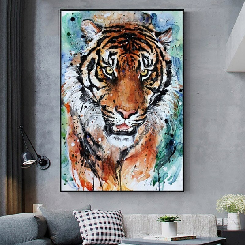 Abstract Tiger Art Canvas Painting Colorful Animal Posters Prints Wall Art Decor