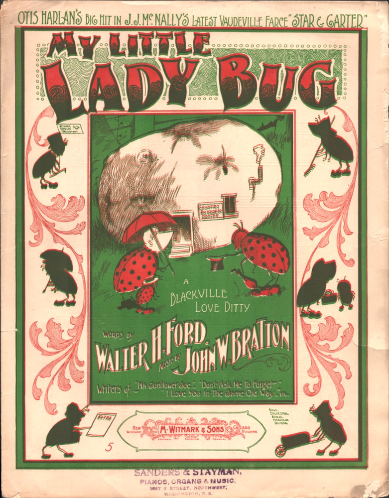 1900 MY LITTLE LADY BUG antique vaudeville sheet music A BLACKVILLE LOVE DITTY