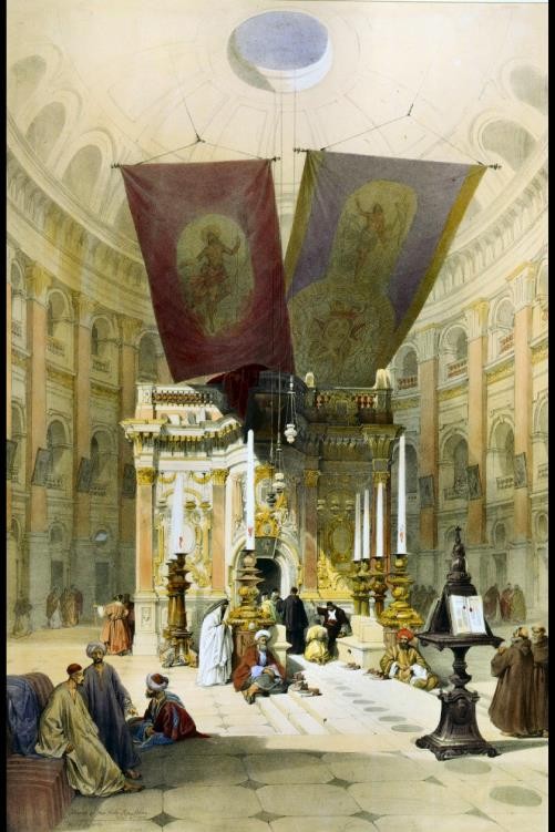 Shrine of the Holy Sepulchre April 10th 1839 / David Roberts,artist,Holy Land