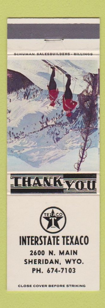 Matchbook Cover - Interstate Texaco oil gas Sheridan WY