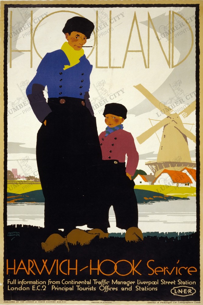 Holland Harwich Hook LNER 1920s Travel Poster Art Deco Wall Art Print