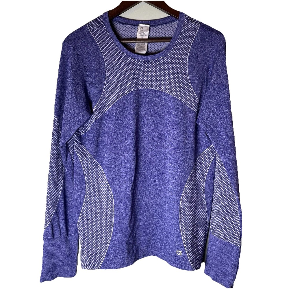 Gap Fit Motion Blue Athletic Long Sleeve Seamless Women's Shirt Size XL Stretch