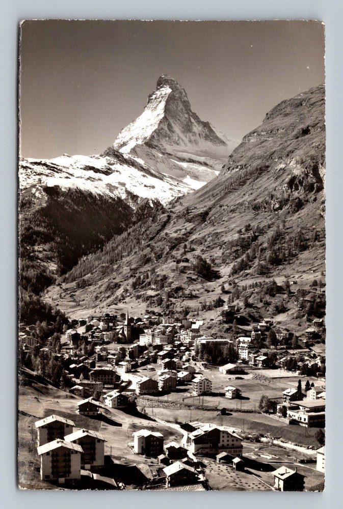 Switzerland- Zermatt Matterhorn & Mt. Cervin Old Postal Vintage c1963 Postcard
