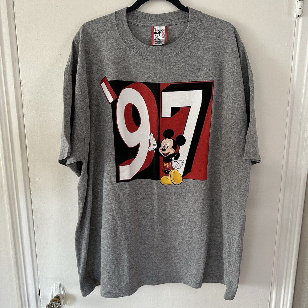 Disney Mickey Mouse Vintage 1997 Walt Disney World T-Shirt Adult 2XL Grey Made in USA