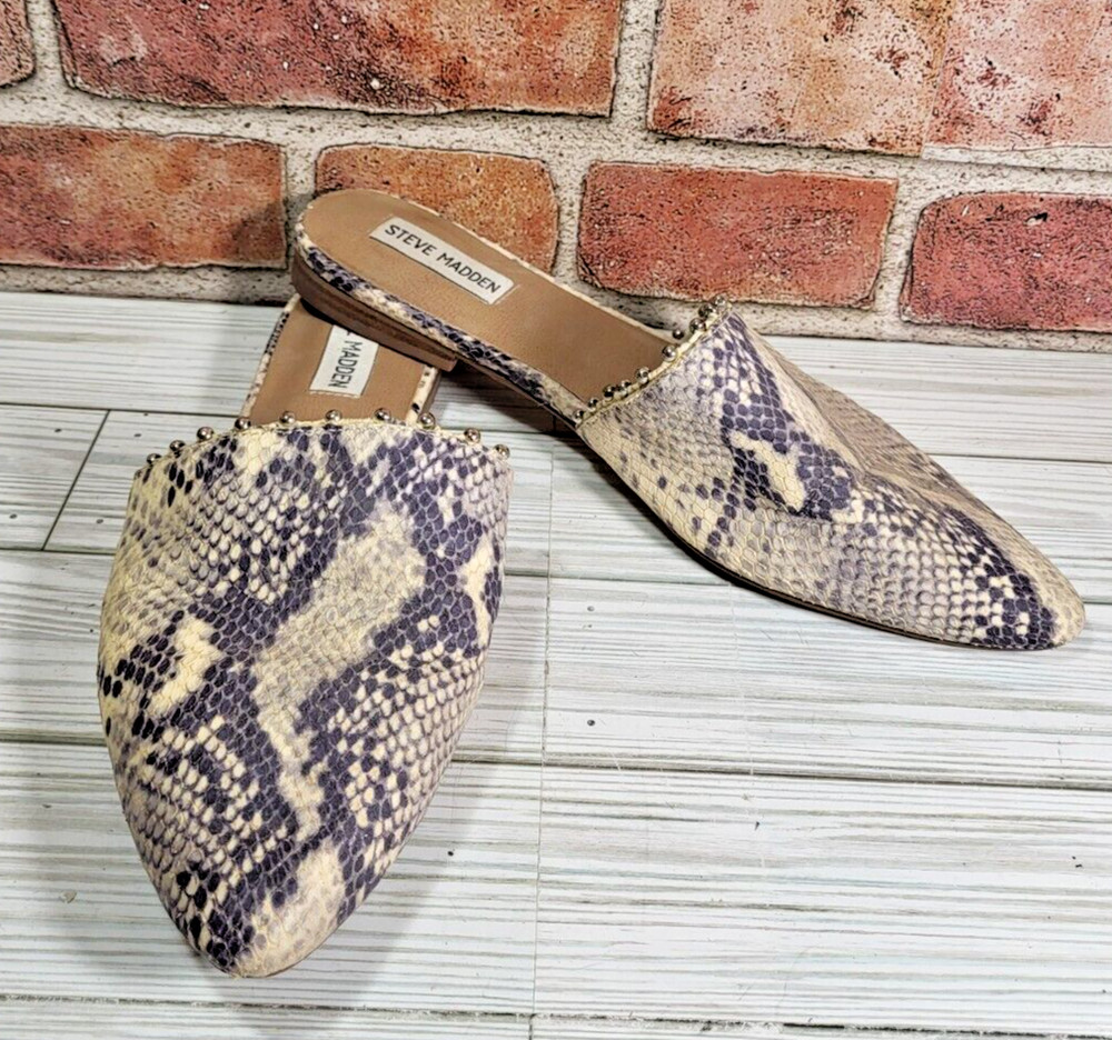 STEVE MADDEN- Women’s Snake Skin Slip On Flats/sandals Pointed Toe Size US 10M