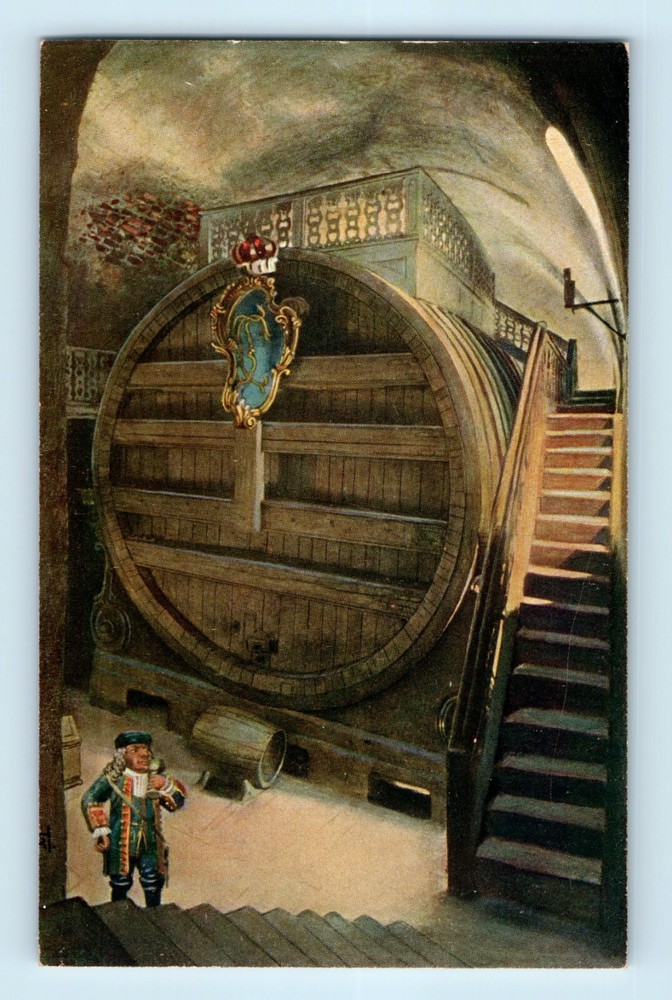 Heidelberg Tun Extremely Larg Wine Vat in Germany Castle Dance Floor Postcard C2