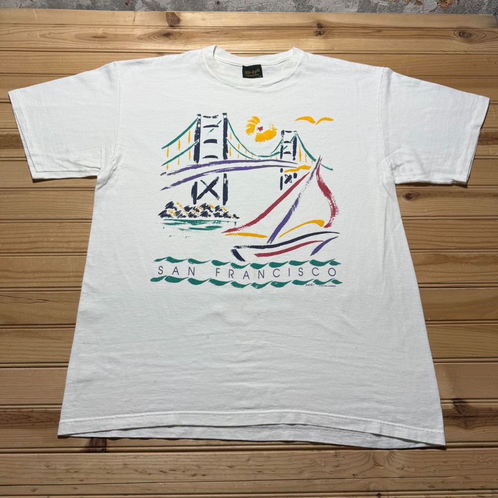 Vintage 80s San Francisco California Golden Gate Bridge Graphic T-Shirt USA - XL