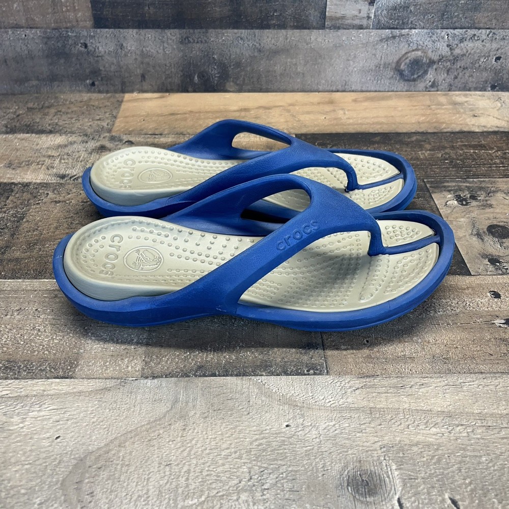 Crocs Athens Thong Sandals W10/M8 Unisex Comfort Flip Flop Blue