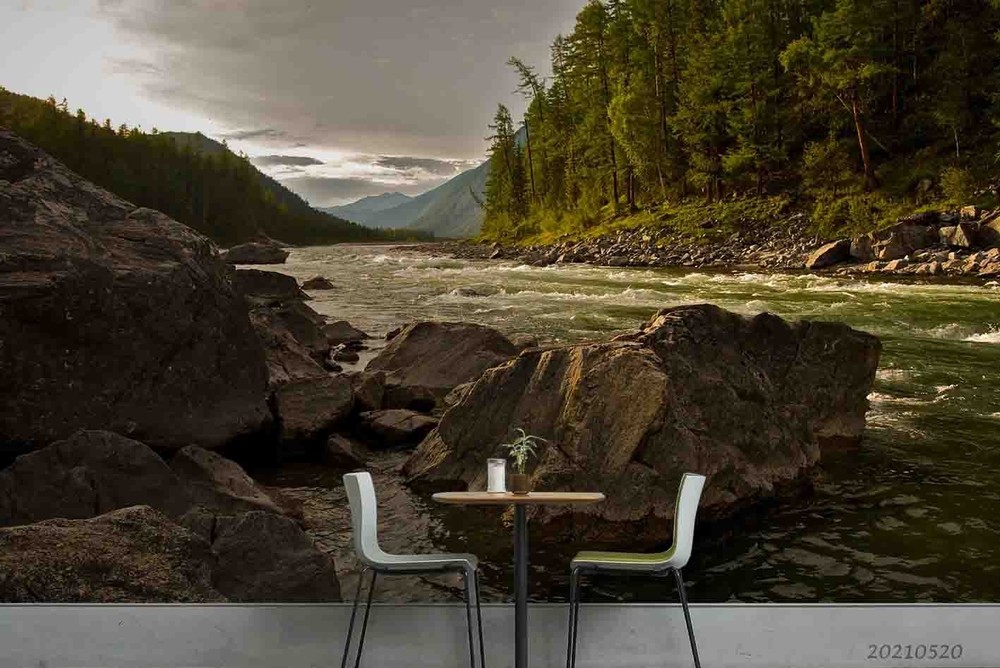 3D Forest River Landscape Wall Murals Wallpaper Murals Wall Sticker 2