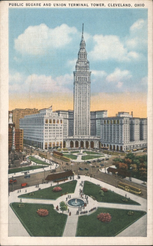 Cleveland, Ohio OH Public Square Union Terminal Tower Original Vintage Postcard