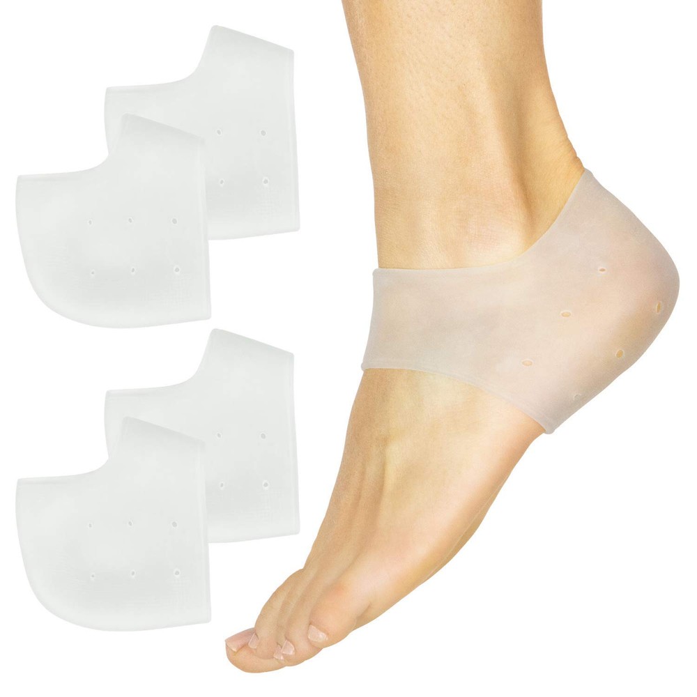 Silicone Heel Protectors (2 Pairs) - Gel Guard for Women and Men Moisturizing...