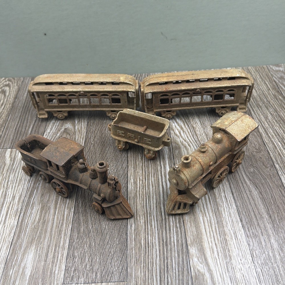 Vintage Cast Iron Toy Train Lot