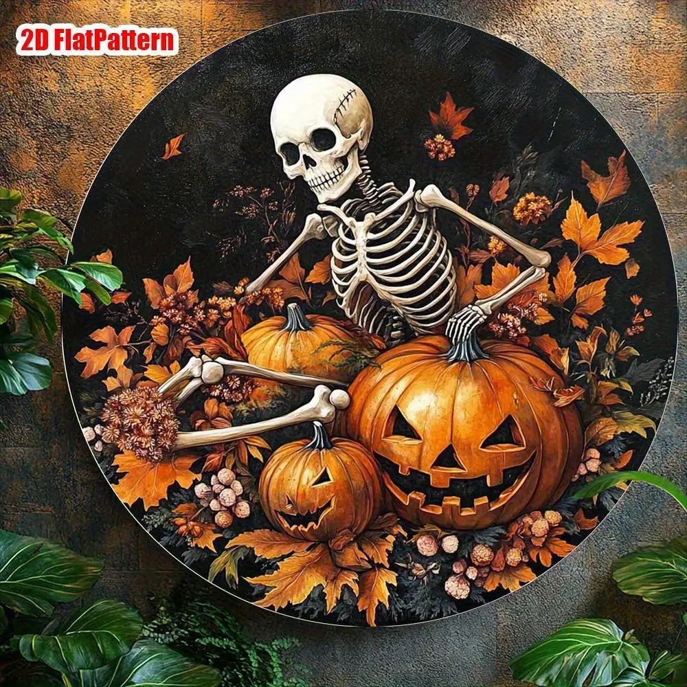 Vintage Metal Halloween Decoration Skeleton JackOLanterns