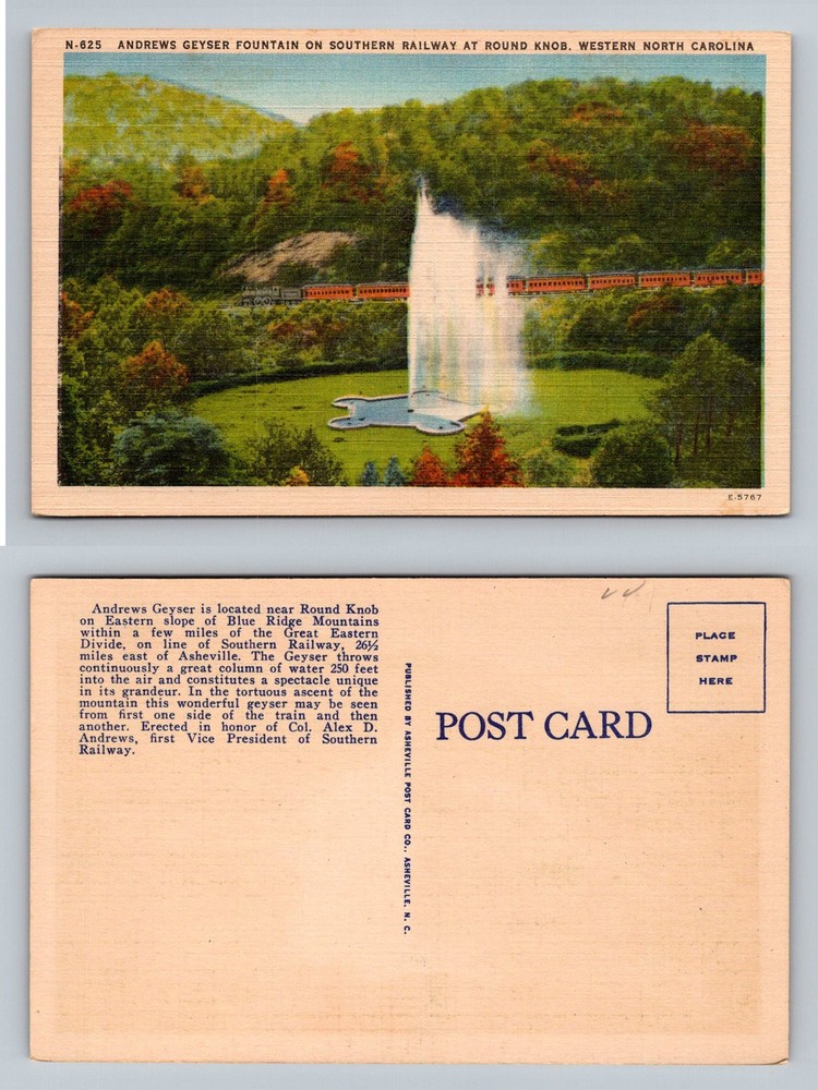 Round Knob, NC-North Carolina, Andrews Geyser Southern Railway Vintage Postcard