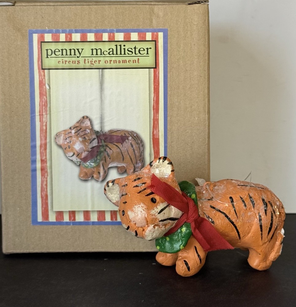 Penny McAllister Folk Art Circus Tiger Ornament Pre-Owned