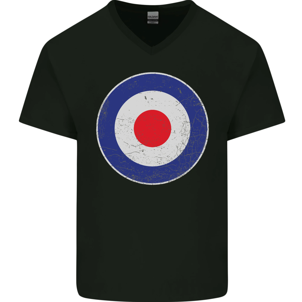 MOD Logo Scooter Biker RAF Royal Air Force Mens V-Neck Cotton T-Shirt