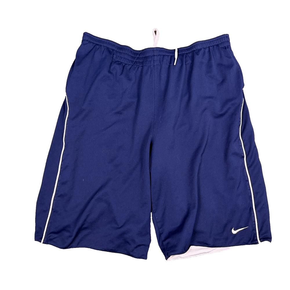 VTG Y2K Nike Mens Baggy Loose Gym Shorts Blue Size XL Silver Tag