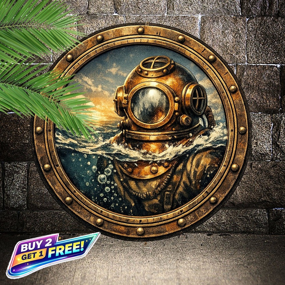 Deep Sea Diver Helmet Vintage Tin Sign Aesthetic Room Decor Art Plaque