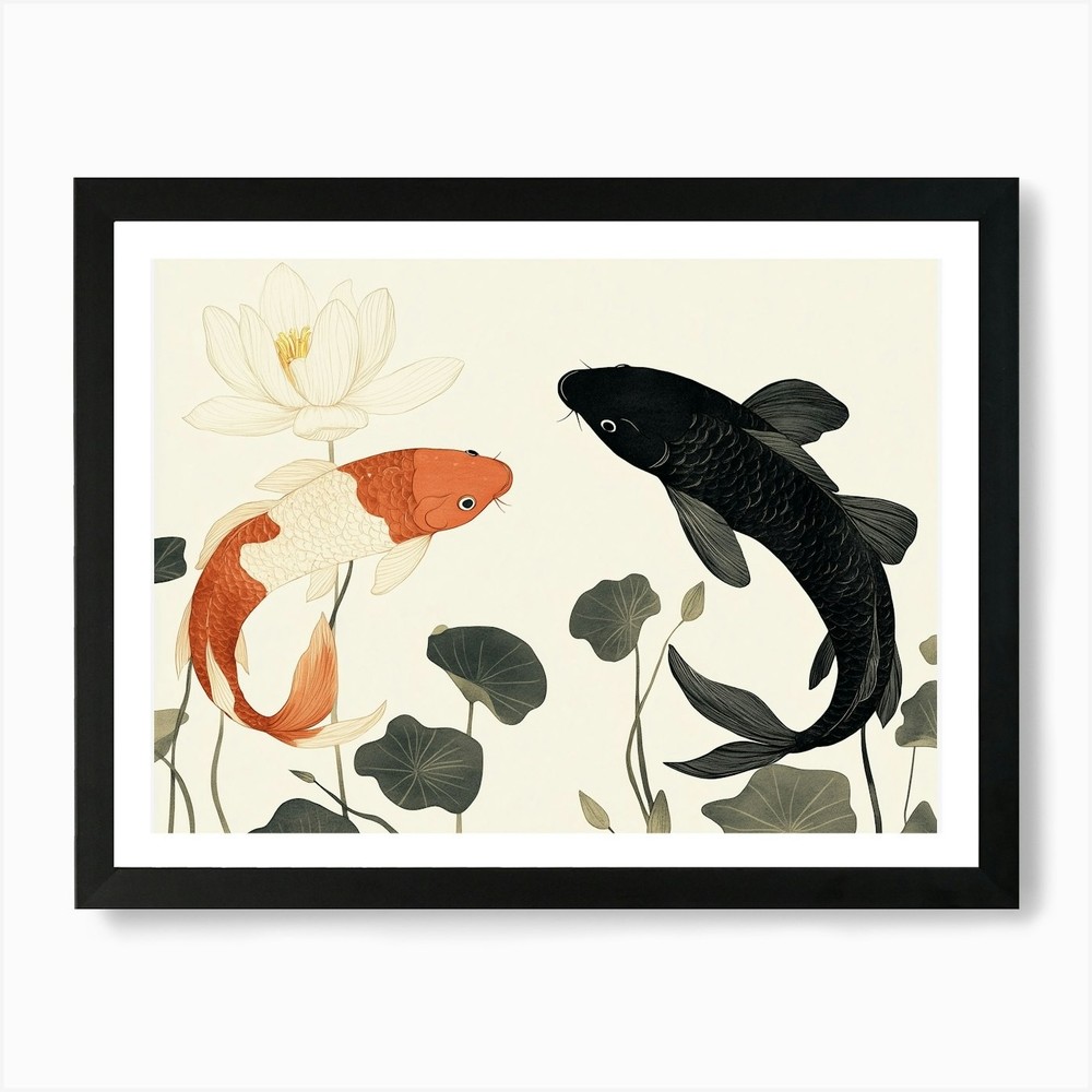 Koi Fish Art Print Framed Wall Art Poster Canvas Print Picture