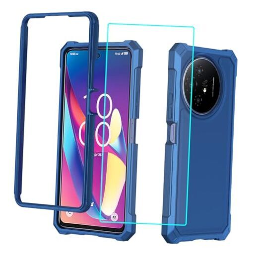 5G Phone Case with Screen Protector Full Body Protection TCL 50 XL Blue