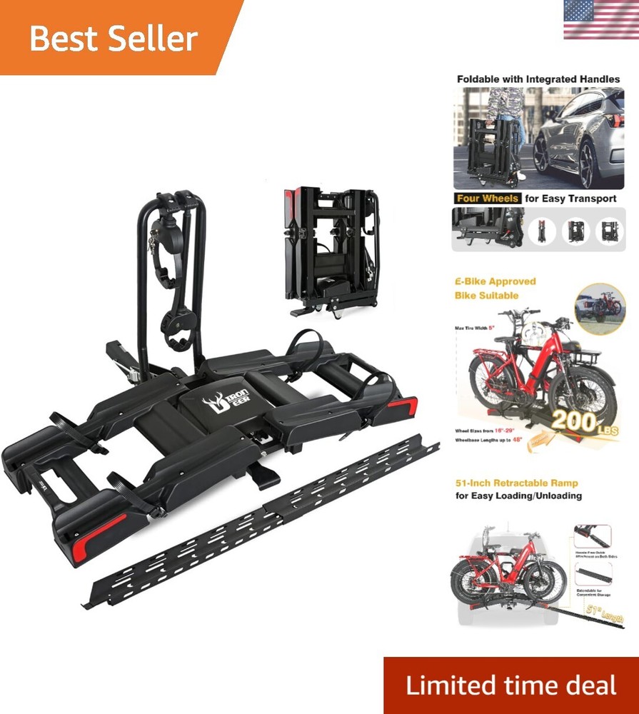 Heavy Duty Foldable E-Bike Rack – 200 Lbs Capacity for Fat Tires with Easy Access