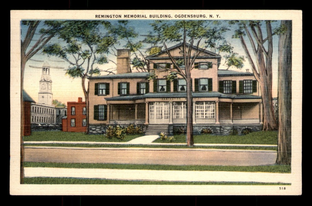 Remington Memorial Building Ogdensburg Newy York NY Posted Linen Postcard