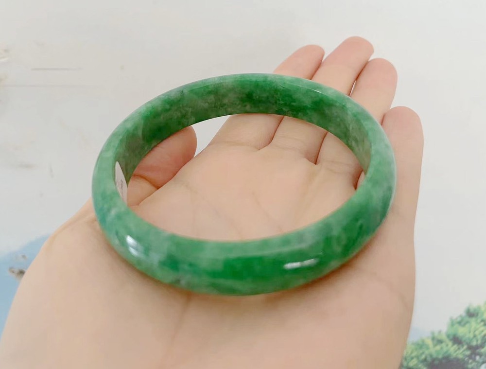 Certified Grade A 58mm Natural Burma Jade jadeite Bangle Bracelet 5343