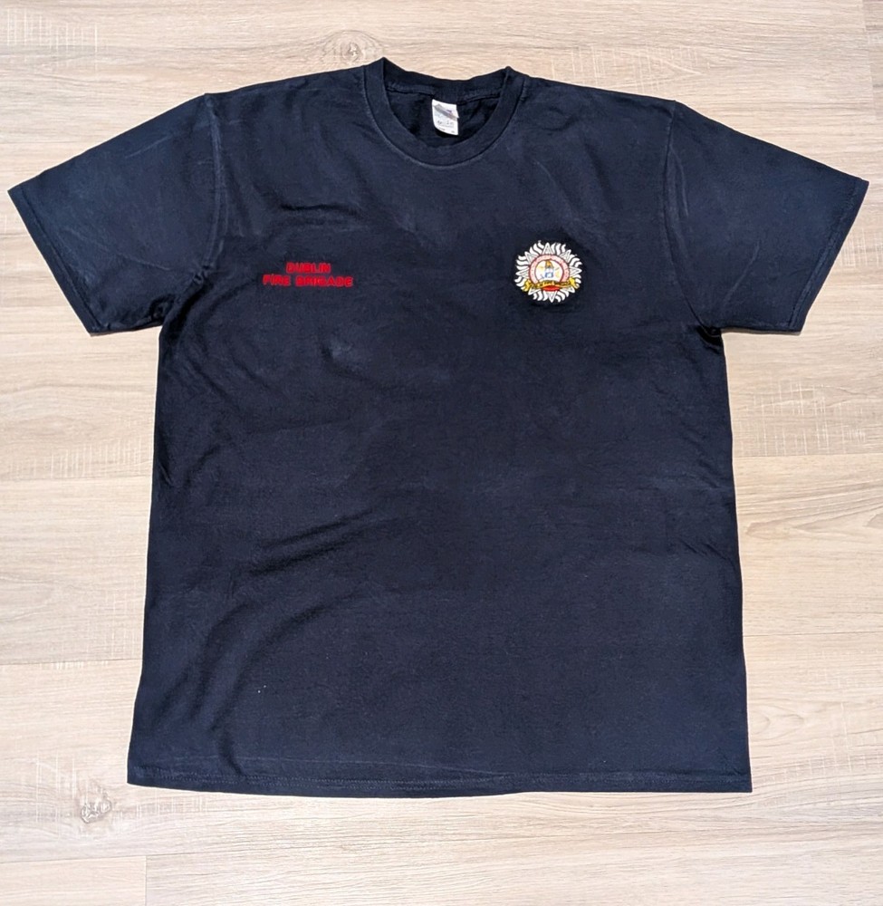 Dublin Fire Brigade Service T Shirt  Embroidered Crest Ireland