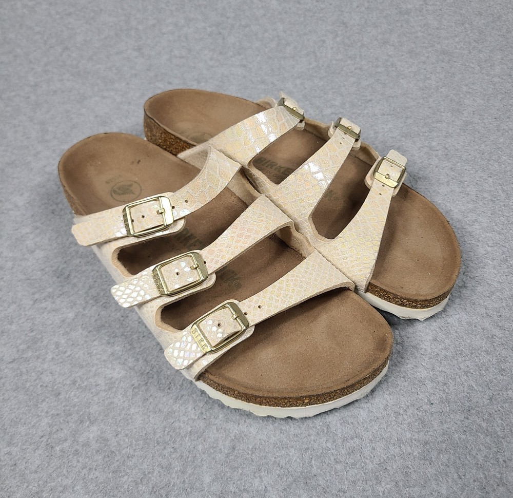 Birkenstock Women’s 5 EUR 36 Florida Fresh Vegan Slide Sandal Snake Cream