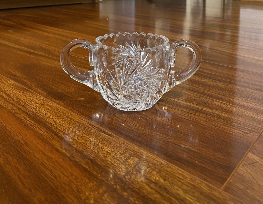 Antique American Brilliant Period Cut Crystal Sugar Bowl 4”