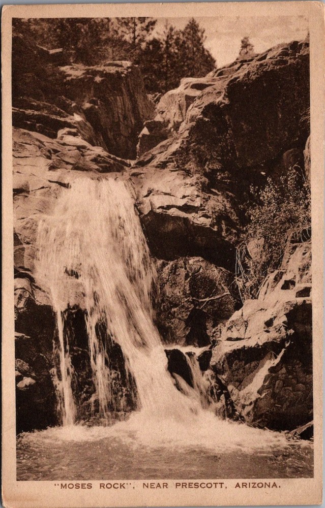 Moses Rock Waterfall Prescott Arizona Albertype Co. Collotype Postcard