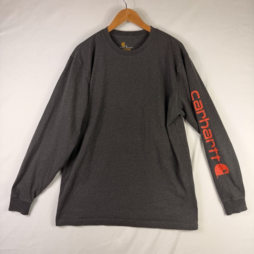 Carhartt T-Shirt Men's Medium Original Fit Gray Pocket Long Sleeve K231