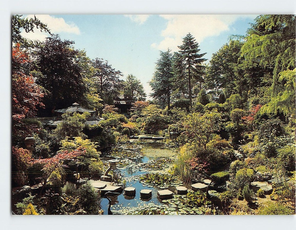 Postcard Japanese Garden the Stepping Stones Compton Acres Poole England